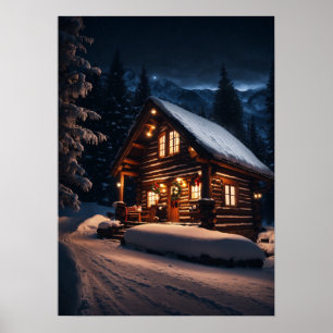 Poster Cabine de Caça-Montanha Quaint - Uma Escapa de Nat
