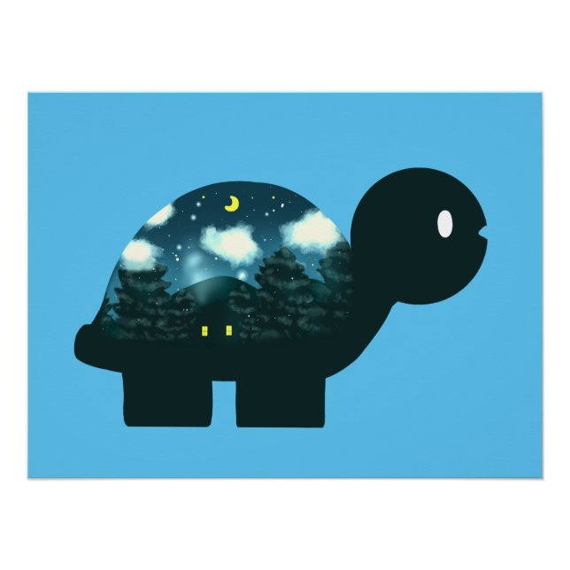 Póster Cabine De Céu Noturno Em Tartaruga Florestal (Frente)