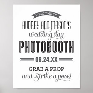 Póster Cabine de Fotografia de Casamento com Faixa Preta 