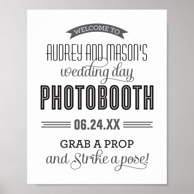 Póster Cabine de Fotografia de Casamento com Faixa Preta  (Frente)