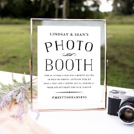 Póster Cabine de Fotos de Casamento Preto e Branco Vintag