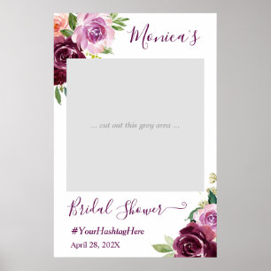 Poster Cabine de Fotos de Noivado Floral Chic Purple Love