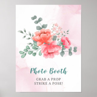 Poster Cabine de fotos em aquarela rosa elegante