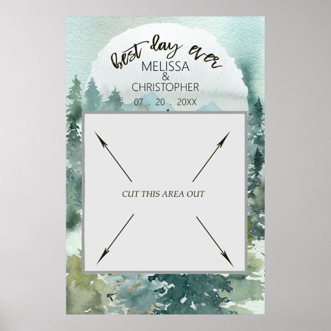 Poster Cabine de Fotos Rústica para Casamento no Bosque M (Frente)
