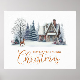 Poster Cabine de Inverno Aconchegante “Tenha um Feliz Nat