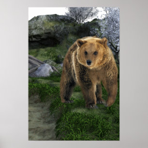 Poster Cabine de Madeira Estilo Urso Pardo