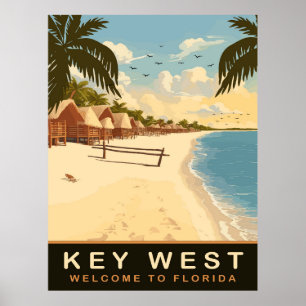 Poster Cabines de Praia em Key West, Flórida, Viagens Ant