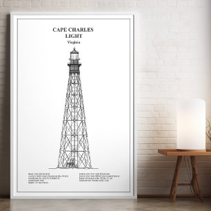Poster Cabo Charles Lighthouse - Virgínia - BD