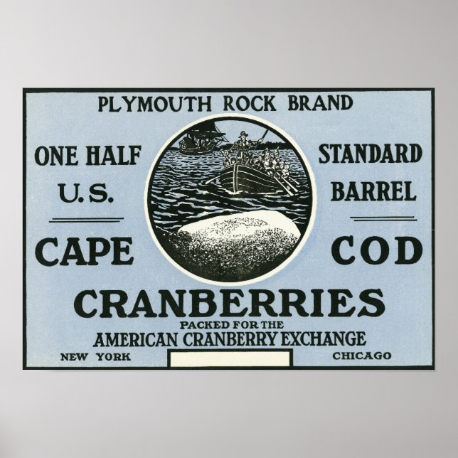 Poster Cabo Cod Plymouth Rock Marca Cranberry (Frente)