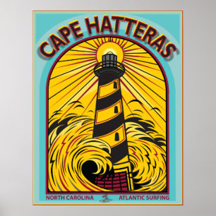 PÓSTER CABO HATTERAS NORTH CAROLINA SURFANDO ATLÂNTICO