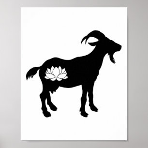 Poster Cabra Com Símbolo de Namaste Lótus Cabra Yoga _1