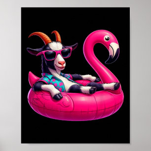 Poster Cabra de Verão Engraçada Rosa Festa de Piscina Hav