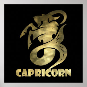 Póster Cabra Dourado rústica 2 do Capricórnio