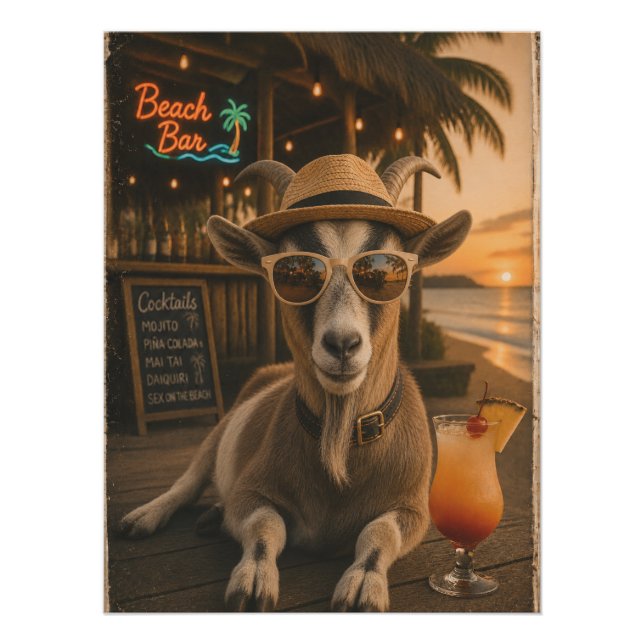Póster Cabra Legal da Praia com Coquetel (Frente)