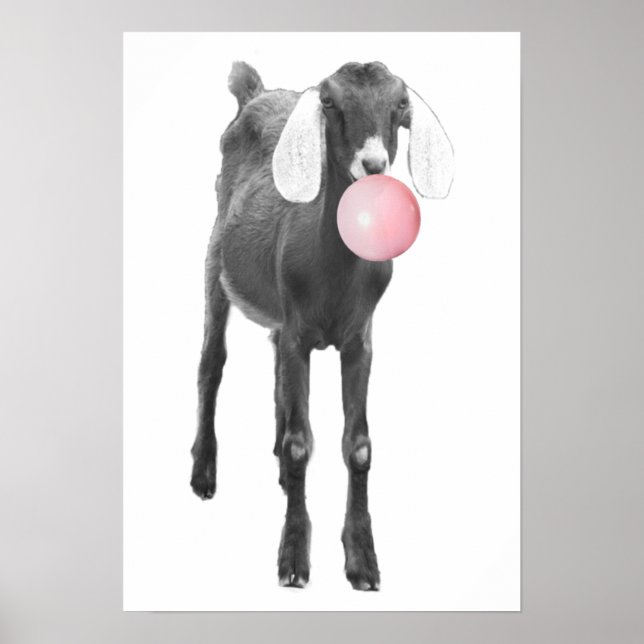 Poster Cabrito Fofo Preto Branco Chiclete Berçário Crianç (Frente)