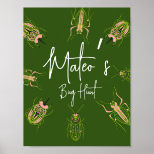 Poster Caça a insetos Festa de aniversário desenhada à mã