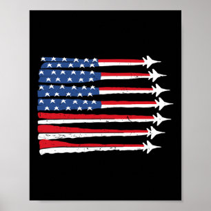 Poster Caça a Jato da Bandeira Patriótica dos EUA 4 de Ju