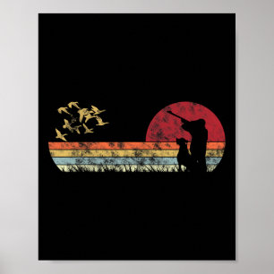 Poster Caça A Patos Voadores Com Estilo De Retro Cão