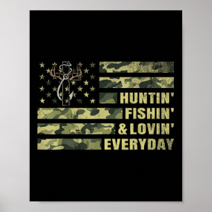 Poster Caça À Pesca Ama Todos Os Dias Camo American Fla