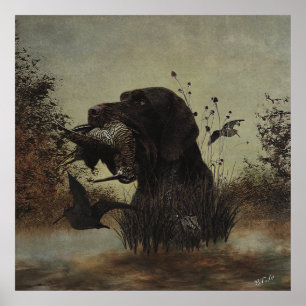 Poster Caça a Woodcock com Ponteiro Alemão Cabeado