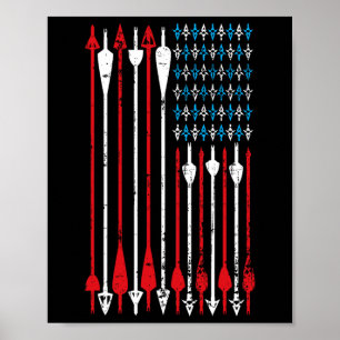 Poster Caça ao Arco Vintage American Flag Archery