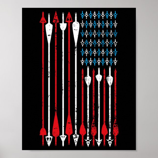 Poster Caça ao Arco Vintage American Flag Archery (Frente)