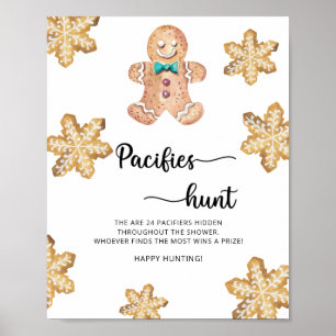 Poster Caça ao bicho de panificação - chupeta baby shower