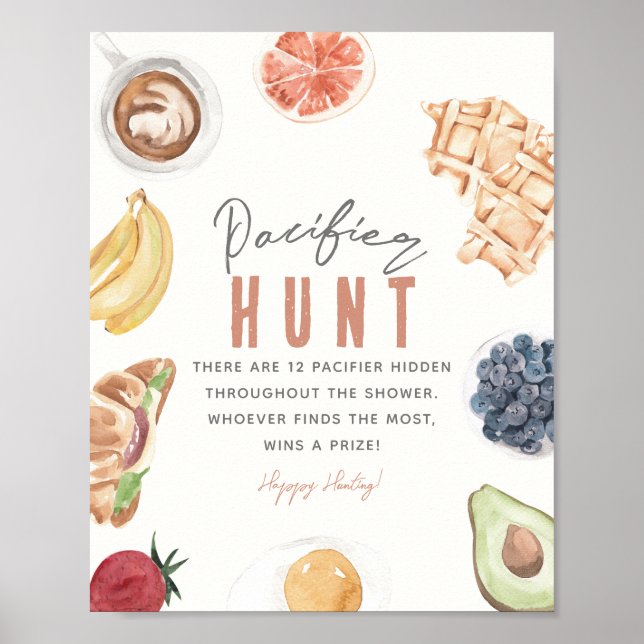Poster Caça ao Chupeta de Café com Waffles Frutas Bebê Br (Frente)