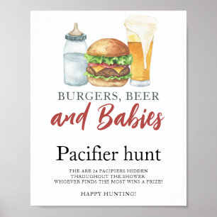 Poster Caça ao chupeta de cerveja e garrafa jogo de baby