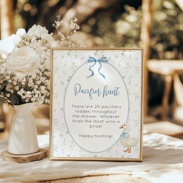 Poster Caça ao Chupeta Floral Silly Goose Chá de Bebê Men (Criador carregado)