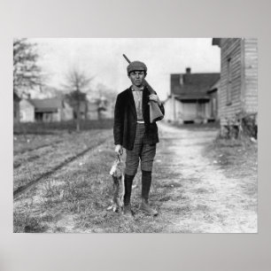 Póster Caça ao Coelho, 1908. Foto Antiga