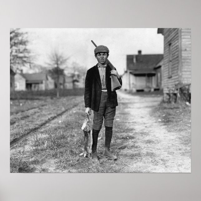 Póster Caça ao Coelho, 1908. Foto Antiga (Frente)