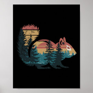 Poster Caça ao Esquilo Hiking Camping ao Ar Livre Florest