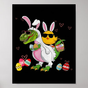 Poster Caça ao Ovo de Dinossauro T Rex com Coelho e Galin