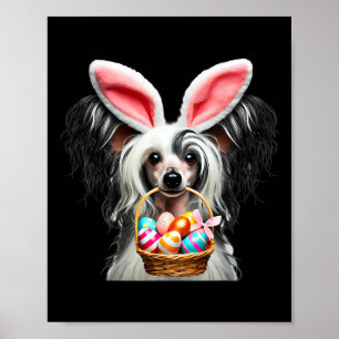 Poster Caça ao Ovo de Páscoa do Cão Crestada Chinês com O