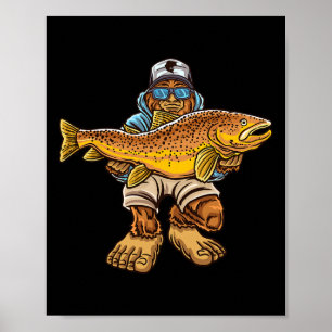 Poster Caça ao Pé Grande da Pesca do Rio de Truta Marrom 
