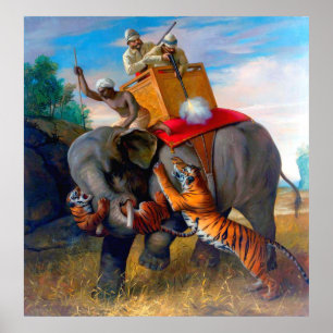 Poster Caça ao Tigre Briton Rivière 1920