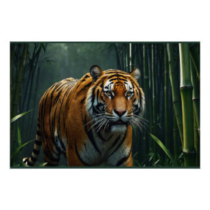 Póster Caça ao Tigre em Bambu Grove