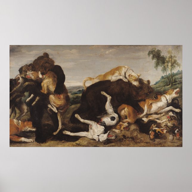 Poster Caça ao Urso ou, Batalha entre Cães e Ursos (Frente)