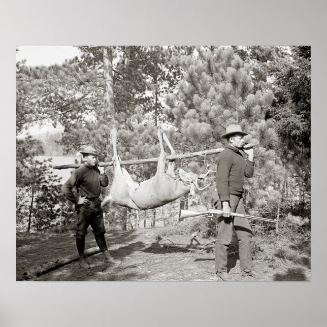 Poster Caça ao Veado, 1902. Foto Antiga (Frente)
