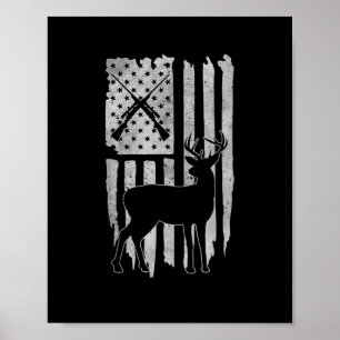 Poster Caça ao Veado com Bandeira Americana Caçador Patri