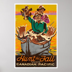 Poster Caça Arte Canadá Cartaz de Viagem Caçador de Alces