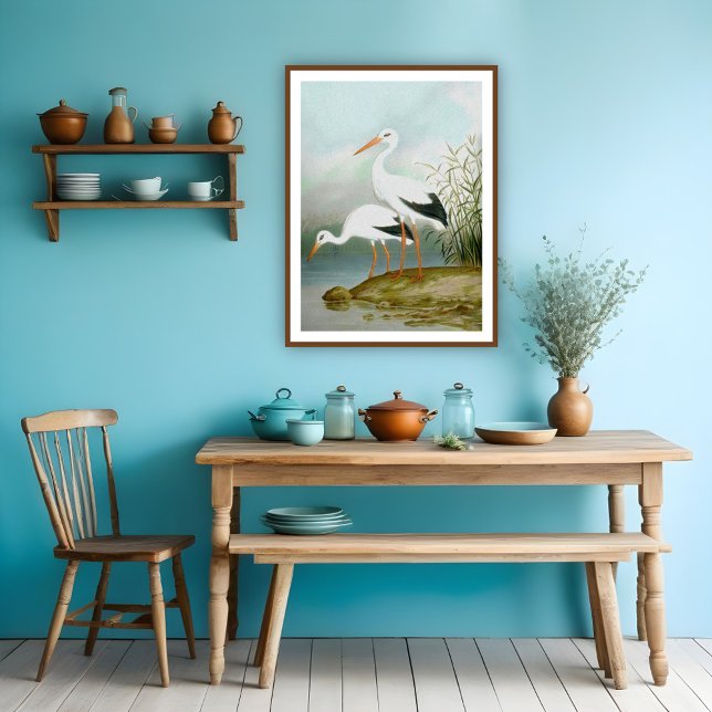 Poster Caça branca, Ilustrações de Aves (Criador carregado)