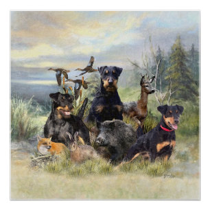 Póster Caça com Jagdterriers, Arte