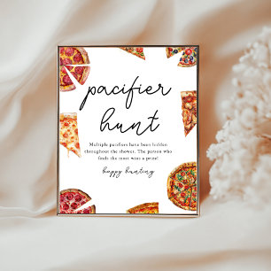 Poster Caça de chá de fraldas de pizza com pizza