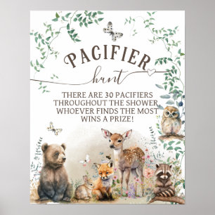 Poster Caça de Chá de fraldas verde da floresta florestal