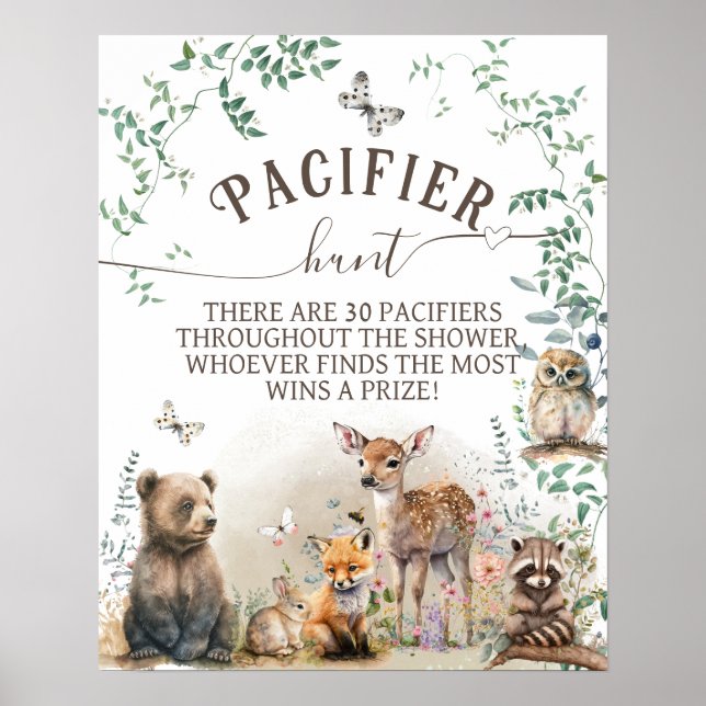 Poster Caça de Chá de fraldas verde da floresta florestal (Frente)