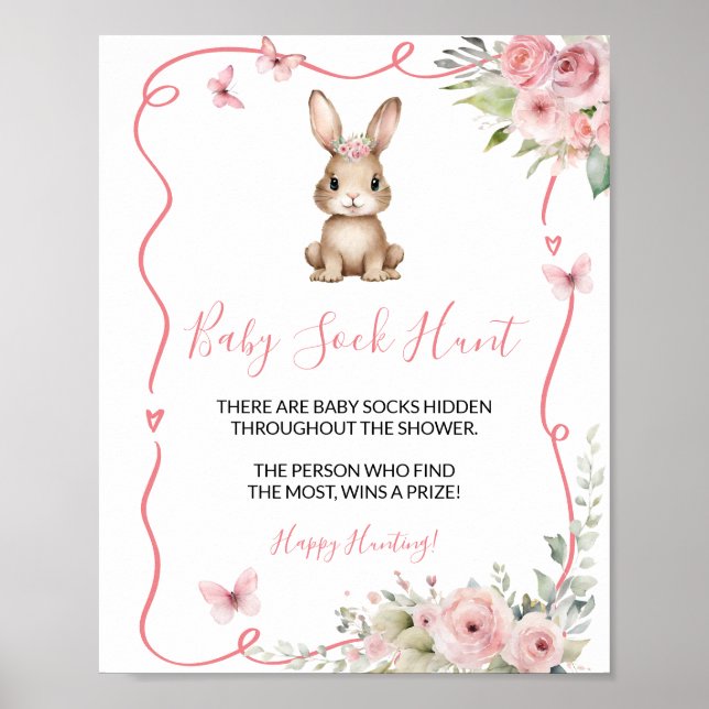 Poster Caça de Meias de Bebê Menina Chuveiro de Bebê Coel (Frente)