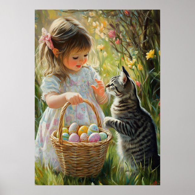 Poster Caça de Ovos de Páscoa com Kitten (Frente)