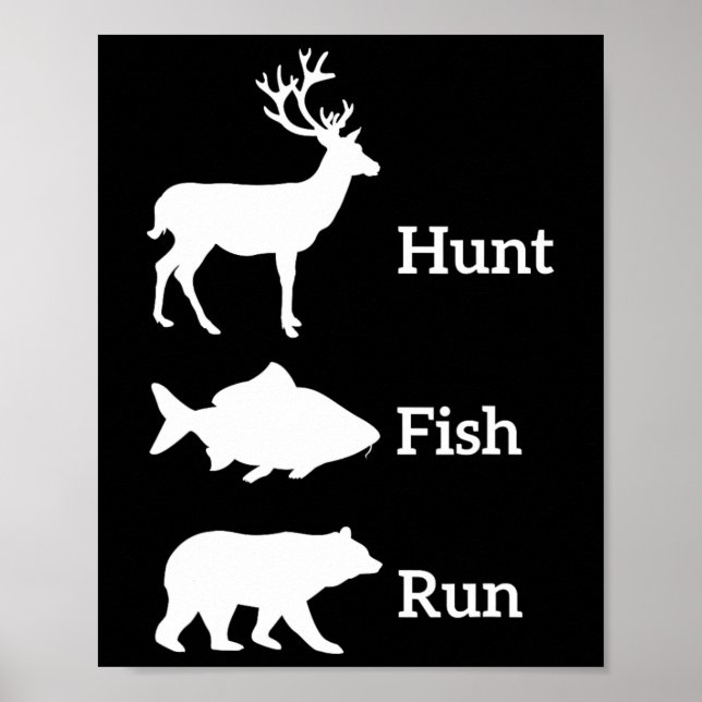 Poster Caça Divertida Pesca Caçar Peixe Correr Urso Prese (Frente)